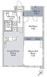 東京メトロ丸ノ内線 新大塚駅 徒歩10分の賃貸マンション 4階2LDKの間取り