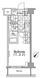 ワンルーフフラット月島 2階1Kの間取り