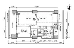 東雲キャナルコートＣＯＤＡＮ16号棟 11階1LDKの間取り