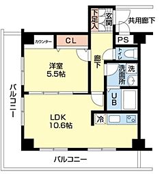 プラザスリーエム 1LDKの間取図画像