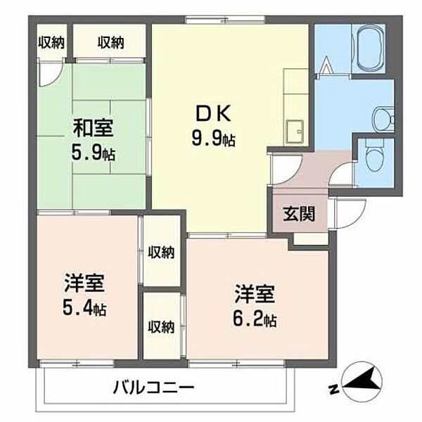 ビューテラス高宮 A103｜大阪府寝屋川市高宮あさひ丘(賃貸アパート3DK・1階・62.87㎡)の写真 その2