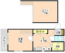 中央コーポ 1Kの間取図画像