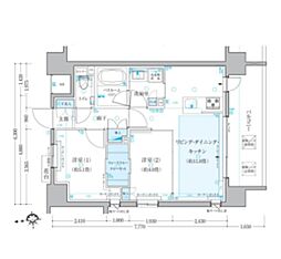 クリオラベルヴィ上野松が谷 2LDKの間取図画像