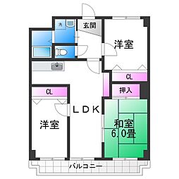 ワカイシビック第一ハイツ 3LDKの間取図画像