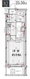 レガリス洗足池 1Kの間取図画像