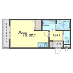 神戸市西神・山手線 妙法寺駅 徒歩6分の賃貸アパート 3階ワンルームの間取り