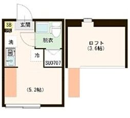 中野ニューメゾンピア 2階ワンルームの間取り