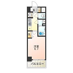 プレサンス塚本グランゲート 1Kの間取図画像