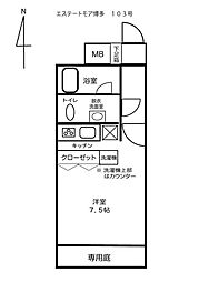 エステート・モア博多 ワンルームの間取図画像