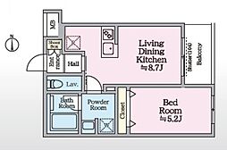 アイルグランデ赤羽 3階1LDKの間取り