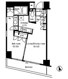 パークアクシス銀座イースト 1LDKの間取図画像