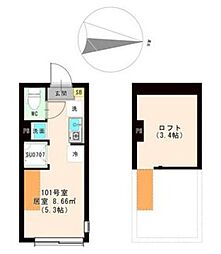 The Maris Court 練馬 1階ワンルームの間取り