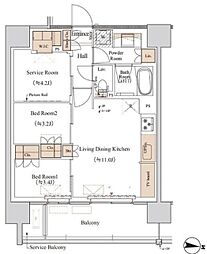 ブランシエスタ木場 7階2SLDKの間取り