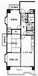 朝日レジデンス 2LDKの間取図画像