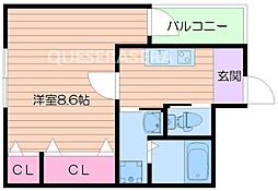 フジパレス千林大宮 1Kの間取図画像