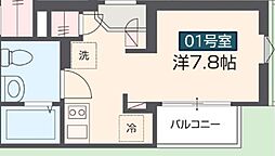 MELDIA新御徒町 2階ワンルームの間取り