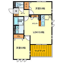 アンビエント・アイ 2LDKの間取図画像