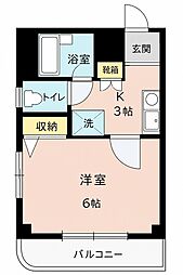カーサ滝ノ茶屋 1Kの間取図画像