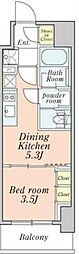 クレストコート本所吾妻橋 1DKの間取図画像