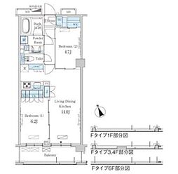 パークアクシス駒込ヒルトップ 2LDKの間取図画像