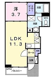 プラシード3 1LDKの間取図画像