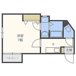 リブレア姪浜駅北 1Kの間取図画像