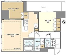 オアーゼ日暮里レジデンス 1SLDKの間取図画像