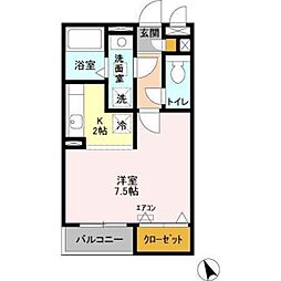 アプローズ馬橋 1Kの間取図画像