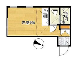 ユナイト浅田ブエノスディアス 1階ワンルームの間取り
