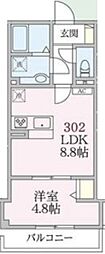 アローマ王子本町302 1LDKの間取図画像