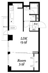 西麻布アネックス 3階1LDKの間取り