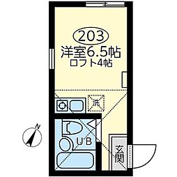 ユナイト白楽ミッテランの杜 ワンルームの間取図画像