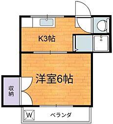 ラフォーレユー 2階1Kの間取り