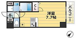 ライジングコート三宮マリーナシティ 5階ワンルームの間取り