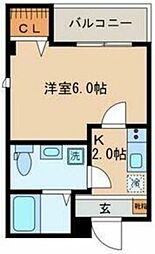 京急本線 京急蒲田駅 徒歩8分の賃貸マンション 3階1Kの間取り