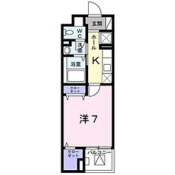 ゴールデンソレイル 1Kの間取図画像