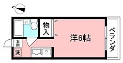 ハタノコーポ程久保I 2階1Kの間取り