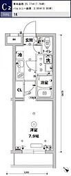 スカイコートパレス駒沢大学2 1Kの間取図画像