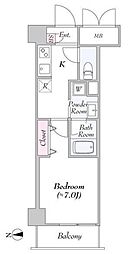 URBANLINKときわ台 6階1Kの間取り