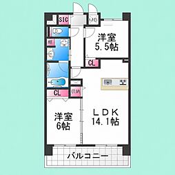 スペチアーレ堺 2LDKの間取図画像