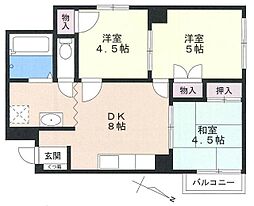 ドミール洗足池 3DKの間取図画像