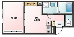 G BASE町屋EAST 3階ワンルームの間取り