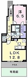 カスターニャ 1階1LDKの間取り