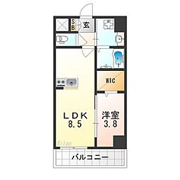 シスイル清水丘 3階1LDKの間取り