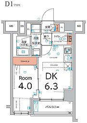 ハーモニーレジデンス東京羽田スカイブリッジ 1DKの間取図画像