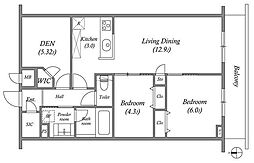 プライムガーデン若木 4階2SLDKの間取り