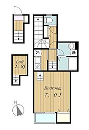 アヴァンセ 2階1Kの間取り