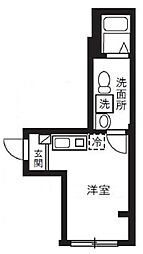 ブランドール坂下三丁目 1階ワンルームの間取り