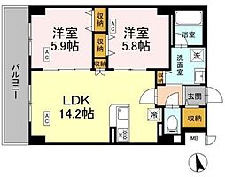 カスタリア西船橋II 4階2LDKの間取り