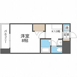 アンピール唐人町 1Kの間取図画像